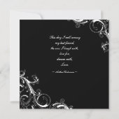 Invitation Filigree Swirl Noir avec Mariage Carré blanc (Dos)