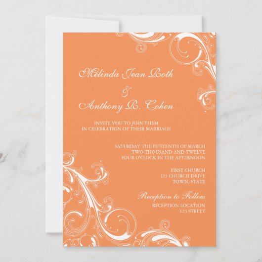 Invitation Filigree Swirl Orange (Devant)