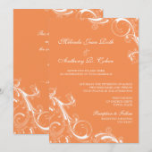 Invitation Filigree Swirl Orange (Devant / Derrière)