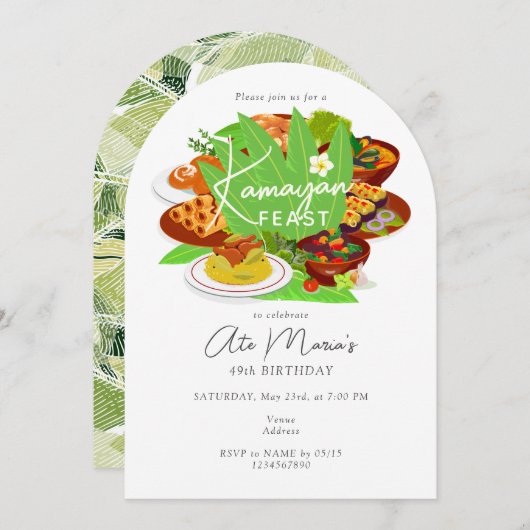 Invitation Filipino Kamayan Piesta Kaarawan Dîner d'anniversa (Devant / Derrière)