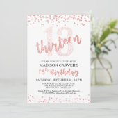 Invitation Fille 13e anniversaire Rose Parties scintillant d' (Debout devant)