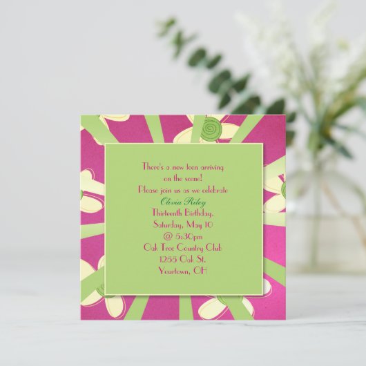 Invitation Fille 13e fête d'anniversaire (Debout devant)