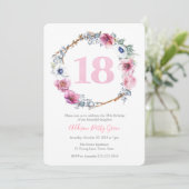 Invitation Fille 18e fête d'anniversaire | Couronne de fleurs (Debout devant)