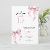 Invitation Fille 19 Ans Coquette Ruban Rose (Debout devant)