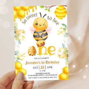 Invitation Fille 1er anniversaire abeille si douce pour être