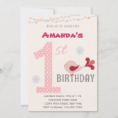 Invitation Fille 1er anniversaire Invitation Oisea (Devant)