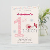 Invitation Fille 1er anniversaire Invitation Oisea (Debout devant)