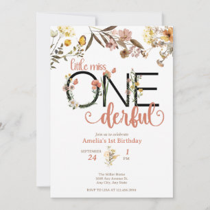 Invitation Fille 1er anniversaire   Little Miss Onederful
