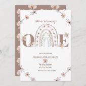 Invitation Fille 1er anniversaire | Rainbow Boho (Devant / Derrière)