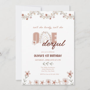 Invitation Fille 1er anniversaire   Rainbow Boho