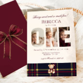 Invitation Fille 1er anniversaire Teddy Bear photo hiver