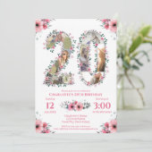 Invitation Fille 20e anniversaire Photo Collage Rose Fleur Bl (Debout devant)