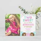 Invitation Fille 2e fête d'anniversaire, beigne saupoudrant D (Debout devant)