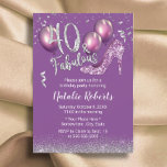 Invitation Fille 40e anniversaire moderne violet Fabuleux 40<br><div class="desc">Fabuleux 40 Parties scintillant violet moderne fille 40e anniversaire Invitations.</div>