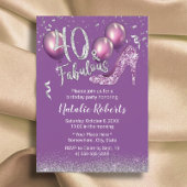 Invitation Fille 40e anniversaire moderne violet Fabuleux 40