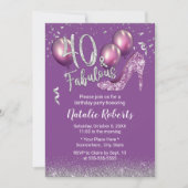 Invitation Fille 40e anniversaire moderne violet Fabuleux 40 (Devant)