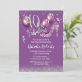 Invitation Fille 40e anniversaire moderne violet Fabuleux 40 (Debout devant)