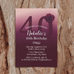 Invitation Fille 40ème anniversaire fête Elégant Bourgogne Om<br><div class="desc">Elégante Bourgogne Rouge Ombre Fille 40e anniversaire Invitations de fête.</div>