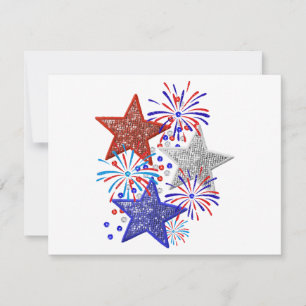 Invitation Fille 4 juillet Femmes Rouge Blanc Bleu Étoile Amé