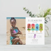 Invitation Fille 4e anniversaire Popsicle Summer Party (Debout devant)