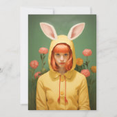 Invitation Fille à capuchon de lapin (Devant)