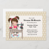 Invitation Fille à coudre (Devant / Derrière)