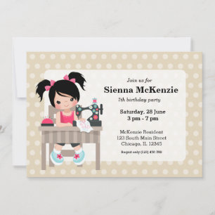 Invitation Fille à coudre