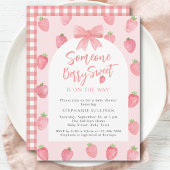 Invitation Fille à la fraise douce Fête prénatale