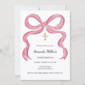 Invitation Fille à l'arc rose Confirmation (Devant)