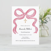 Invitation Fille à l'arc rose Confirmation (Debout devant)