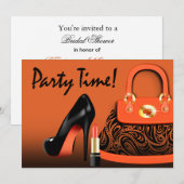 Invitation Fille à sac à main de luxe, talons hauts et soirée (Devant / Derrière)