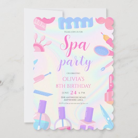 Invitation Fille à thème spa anniversaire (Devant)