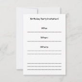 Invitation Fille à une fête d'anniversaire (Dos)