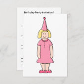 Invitation Fille à une fête d'anniversaire (Devant / Derrière)