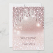 Invitation Fille adorable rose or glittery gouttes d'ombre in (Dos)