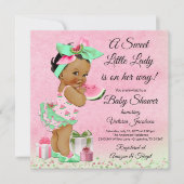 Invitation Fille afro-américaine Baby Shower Pastèque (Devant)