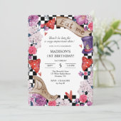 Invitation Fille Alice au pays des merveilles fête d'annivers (Debout devant)