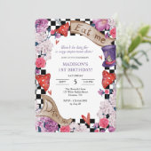 Invitation Fille Alice au pays des merveilles fête d'annivers (Debout devant)