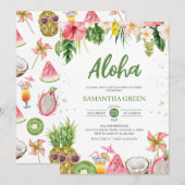 Invitation Fille Aloha Baby shower hawaïen (Devant / Derrière)