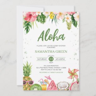 Invitation Fille Aloha Baby shower hawaïen