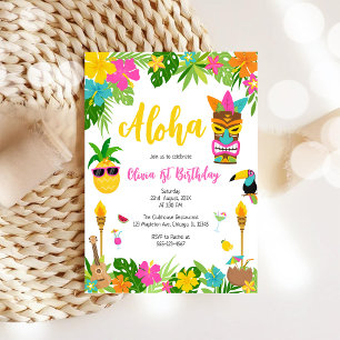 Invitation Fille Ananas Anniversaire Aloha Hawaï Été