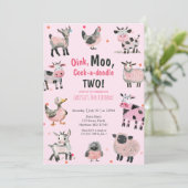 Invitation Fille Animal de ferme Deuxième anniversaire (Debout devant)