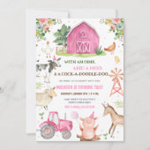 Invitation Fille Animaux de ferme Barnyard Anniversaire (Devant)