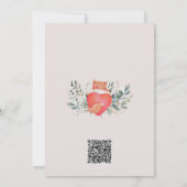 Invitation Fille animaux de forêt rose Floral Baby shower QRc (Dos)