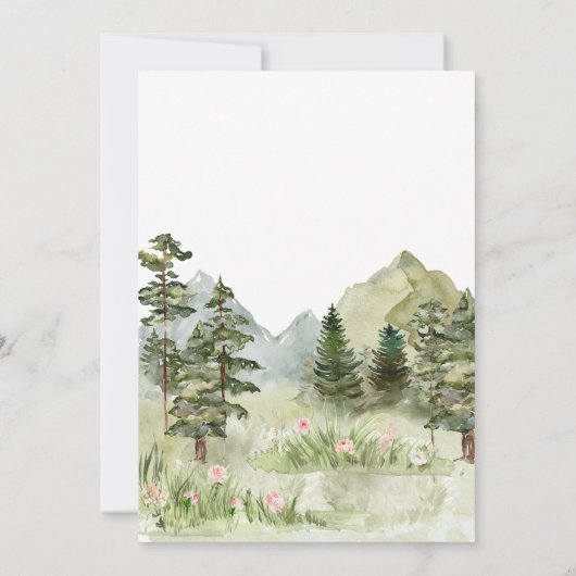 Invitation Fille Animaux de la Forêt Fleurie Bébé (Dos)