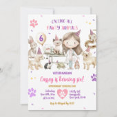 Invitation Fille Animaux vétérinaires Anniversaire de enfant (Devant)