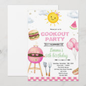 Invitation fille anniversaire barbecue (Devant / Derrière)