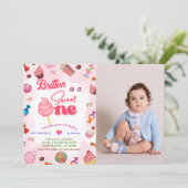 Invitation Fille Anniversaire Candy Sweet Une fête (Debout devant)