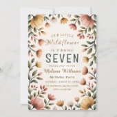 Invitation Fille Anniversaire Fleur Sauvage Rustique (Devant)