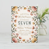 Invitation Fille Anniversaire Fleur Sauvage Rustique (Debout devant)